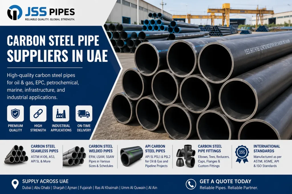 Carbon Steel Pipe Suppliers in UAE – Seamless and Welded Carbon Steel Pipes for Industrial Applications