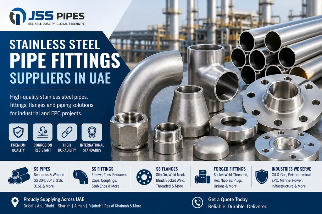 Stainless Steel Pipe Fittings Suppliers in UAE – SS Pipes, Fittings, Flanges and Industrial Piping Solutions