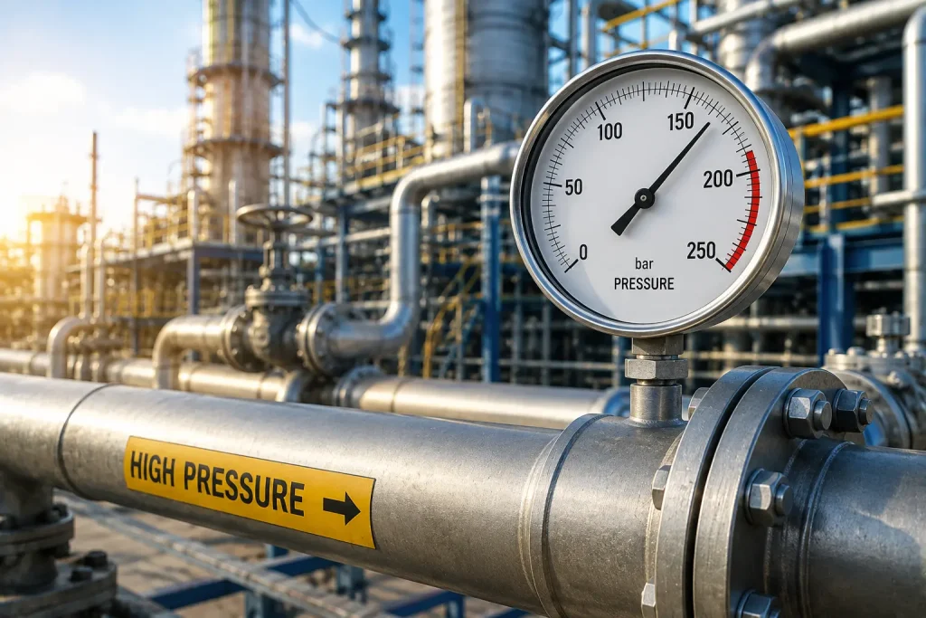 Factors affecting steel pipe pressure rating including pipe size, wall thickness, material and temperature