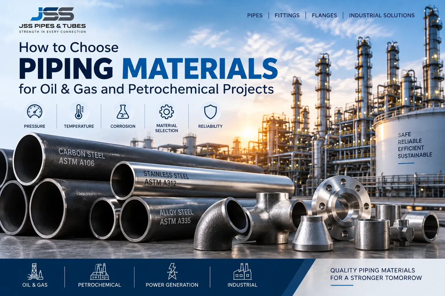 Piping materials used in oil and gas and petrochemical projects