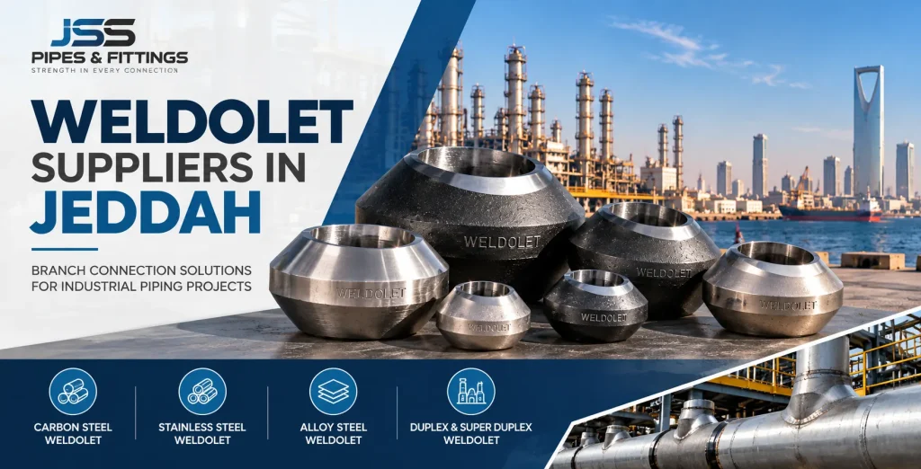 Weldolet suppliers in Jeddah providing branch connection fittings for industrial piping projects
